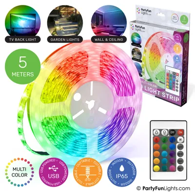 Immagine prodotto di PartyFunLights Striscia LED multicolore RGB - Alimentazione USB - 5 metri