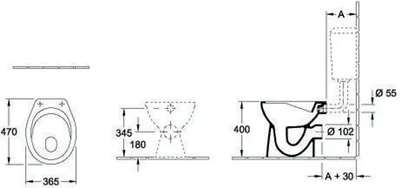 Produktbild von Villeroy & Boch Flachspül-WC spülrandlos O.novo 7619R0 360x460mm Rund Weiß Alpin