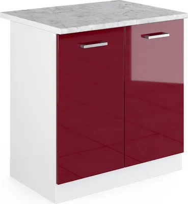 Produktbild von Spülenunterschrank Vicco R-Line Rot Hochglanz 80 cm , AP Marmor, Model 30478