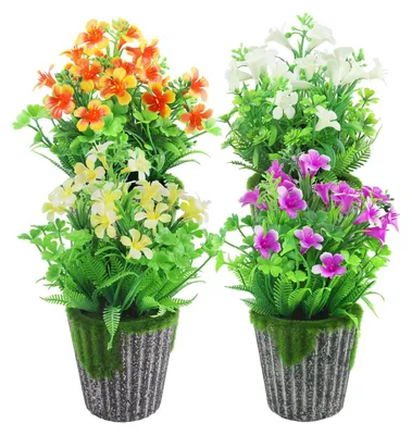 Image de Fleurs artificielles en pot, fleurs en plastique en pot, plantes artificielles en pot, idéales pour décorer le salon, la chambre à coucher, le bureau et les espaces de travail.