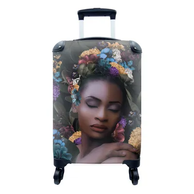 Produktbild von MuchoWow® Koffer Handgepäck Trolley Rollkoffer Kleine Reisekoffer mit 4 Rollen - Blumen - Blätter - Frauen - Cabin Size < 55x40x23 cm & 55x40x20 cm - Fotokoffer - Kabinenkoffer - Boardgepäck - Reise-Box - Reisekoffer - Reisegepäck - Koffer mit Bild - Trolley für Kinder