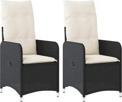 Immagine prodotto di vidaXL Poltrona da giardino con cuscino 2 pz. Regolabile in Poly Rattan nero