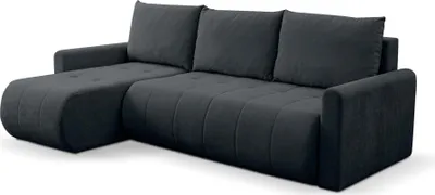 Produktbild von BETTSO Universelles Ecksofa SPRENTO schwarz in Chenille-Stoff mit Schlaffunktion und Bettzeugfach