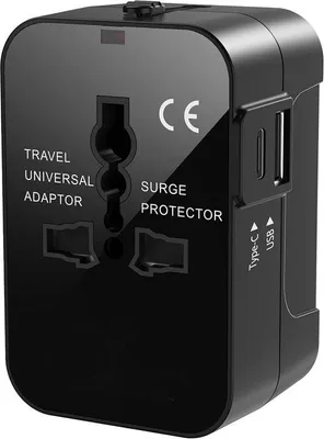 Zdjęcie produktu dla Międzynarodowy adapter do gniazdek elektrycznych z 2 portami USB-C - uniwersalny, przeznaczony do użytku w USA, Wielkiej Brytanii, Australii, krajach Unii Europejskiej, Tajlandii, Włoszech i wielu innych krajach
