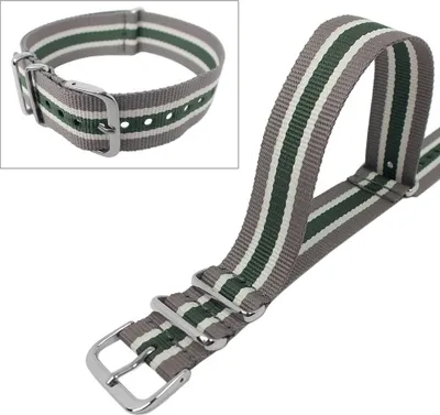 Produktbild von Outdoorband 18mm - ein Perlon-Durchzugsband mit Edelstahlschlaufen , Farbe:schwarz/weiß