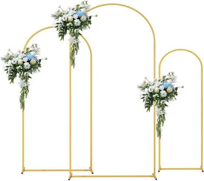 Produktbild von Metallischer Hintergrundständer für Hochzeiten und Events - Goldene Bogen-Nachbildungation für Zeremonien, Geburtstage, Blumenarrangements (180 x 80