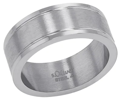 Productafbeelding van s.Oliver Ring, roestvrij staal, herenringen, zilver, wordt geleverd in een sieradendoosje
