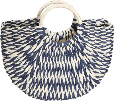 Produktbild von Strohhandtasche, Damen Rattan Handtasche Sommer Strand Wattled Top Henkeltasche Handgewebte Tragetasche