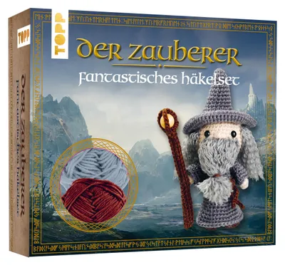 Produktbild von Fantastisches Häkelset Zauberer: Anleitung und Material für einen persönlichen Gefährten zum Selber-Häkeln. Fertiges Modell ca. 17 cm (Häkelsets - Fig
