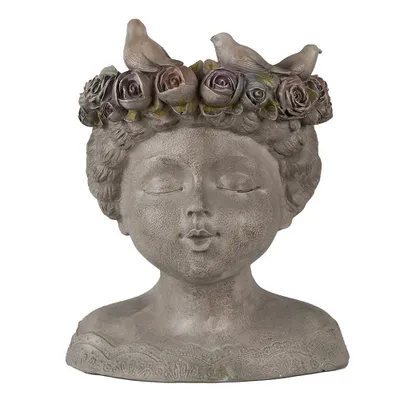 Zdjęcie produktu dla Clayre & Eef Doniczka do wnętrz Kobieta 26 cm szara polyresin