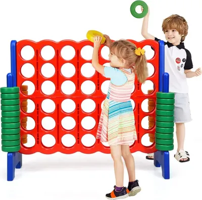 Produktbild von Riesen 4 Gewinnt Spiel, Strategiespiel für Kinder und Erwachsene, 4 in Einer Reihe, Brettspiel Spielzeug Gesellschaftsspiel 2 Spieler, Vier in Reihespiel Kinderspiel (Rot)
