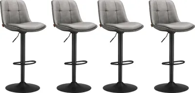 Produktbild von VASAGLE Barhocker 4er Set, höhenverstellbar, drehbar, mit Rückenlehne und Fußstütze, Taubengrau