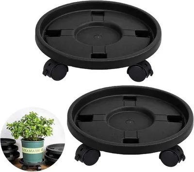 Obrázek produktu pro Černý pojízdný stojan na rostliny s brzdami, 30 cm