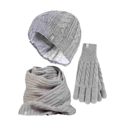 Produktbild von Heat Holders - Damen Thermo Stricken Mutze Schal Handschuhe Set für Winter