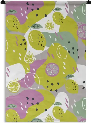 Produktbild von MuchoWow® Wandteppich Wandbehang Sommer - Zitronen - Flecken 60x90 cm Tapisserie Dekoration Wandtuch - Foto-Teppich - Abwaschbar