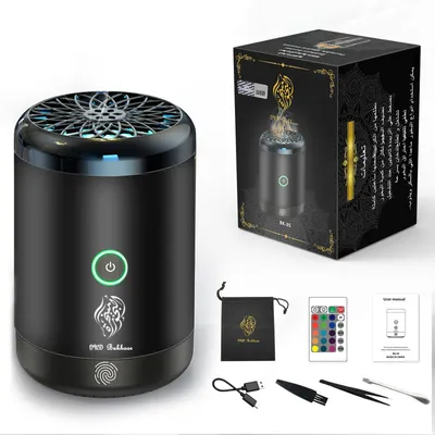 Elektrischer Weihrauchbrenner, USB, schwarz, 16 LED-Farben, tragbar