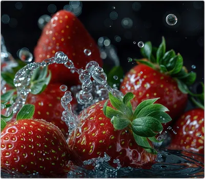 Produktbild von Spritzschutz Herdabdeckplatte Schneidebrett aus Glas Frische Erdbeeren 1-Teilig (60x52cm)