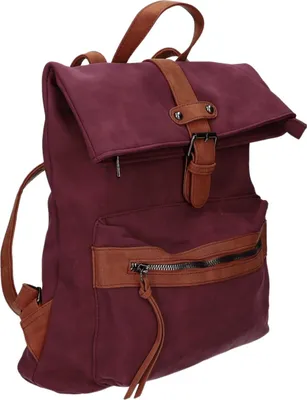 Produktbild von Roter Rucksack aus glattem Kunstleder, 34x35x10,5 cm (BxHxT), mit Reißverschluss