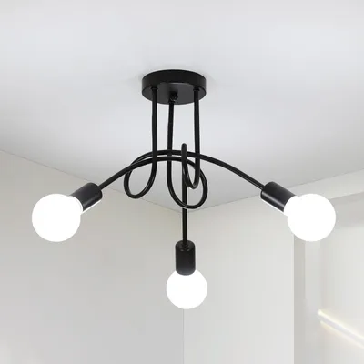 Productafbeelding van Toolight plafondlamp, 3 lichtpunten, zwart, E27, diameter 40 cm, geschikt voor de slaapkamer. (3-lichts, zwart)