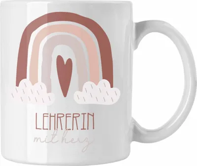 Produktbild von Trendation - Lehrerin Tasse Geschenk Danke Kaffeetassse Geschenkidee für Klassenlehrerin mit Herz Spruch (Weiß)
