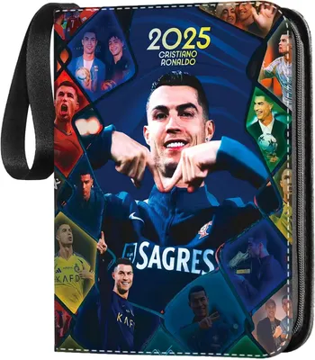 Produktbild von Fußball Karten Sammelalbum, Tragbar Fussball Sammelkarten Album 50 Seiten 400 Karten Kapazität Fußball Sammelalbum Karten , Cristiano ronaldo cr7