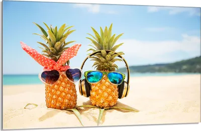 Produktbild von Herdabdeckplatte 80x52cm 1-teilig Glaskeramikkochfeld-Abdeckung Spritzschutz, Ananas Strand