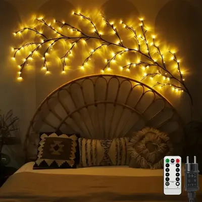 Produktbild von 144 LEDs Lichterkette Willow Vine mit Stecker, Weidenrebe Baum Lichterketten für zimmer, LED Baum Wanddeko Wohnzimmer,Lichterzweige Schlafzimmer Deko