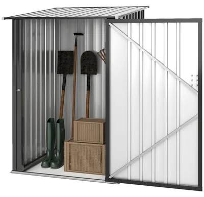 Produktbild von Outsunny Gerätehaus mit Pultdach 1 x 1 m Metall Gartenhaus 0,92m² Stahl Grau