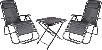 Produktbild von Relax Set aus 2x Sessel mit Kopfkissen und 1x Tisch, Farbe: Schwarz/Grau