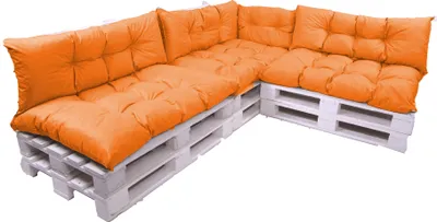 Obrázok produktu pre Vankúše na záhradný nábytok 7 ks 120x80 podsedák / chrbtový vankúš 120x40cm | sada vonkajších vankúšov na palety | paletový vankúš oranžová