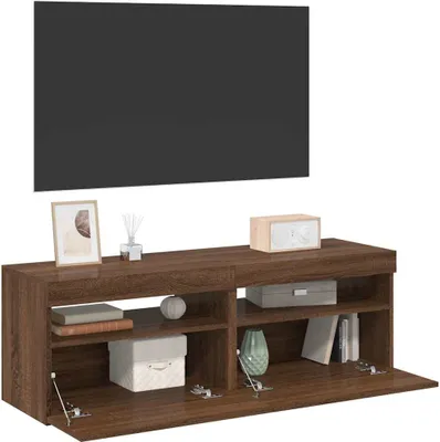 Produktbild von vidaXL TV-Schränke 2Stk mit LED-Leuchten Braun Eichen-Optik 60x35x40cm