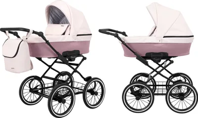 Produktbild von Kinderwagen ROMANTIC Babywagen Babyschale Kinder Wagen Set 1 in 1 (rosa eco, Rahmenfarbe: schwarz Rahmen)