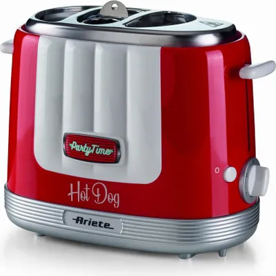 Produktbild von Ariete 206R Party Time Hot Dog Maker, rot, 650 Watt für 2 Hot Dogs gleichzeitig