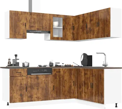 Produktbild von Langlebig 11-tlg. Küchenschrank-Set Porto Räuchereiche Holzwerkstoff - Küchenschränke Octo4059874 11parcel