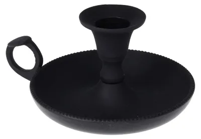 Kerzenhalter, 6 cm, schwarz, rund, aus Metall