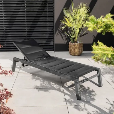Produktbild von di volio Sonnenliege ERICE - Anthrazit, Gartenliege wetterfest aus Aluminium, 4-stufig verstellbar, Liegestuhl mit Textilene-Bezug, stabil & leicht