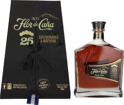 Immagine prodotto di Flor de Caña 25 Years Old Slow Aged Single Estate Rum 40% Vol. 0,7l in confezione regalo