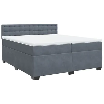 Produktbild von Boxspringbett mit Matratze Dunkelgrau 200x200 cm Samt