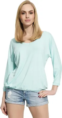 Produktbild von Damen Basic Langarm Bluse V-Ausschnitt; Mintgrün XL (42)