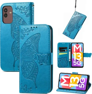 Produktbild von König Design Hülle kompatibel mit Samsung Galaxy M13 5G Kunstleder Handyhülle - Handy Case Blau