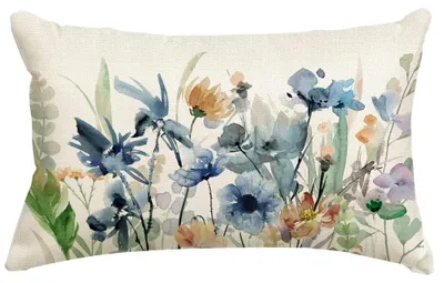 Kissenbezug 30x50 cm, Blumenwiesen-Aquarell, Landhausstil