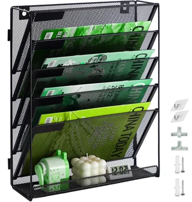 Obrázok produktu pre Solidchoice – Zavesný drôtený organizér na dokumenty formátu A4 s priehradkami