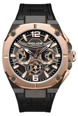Zdjęcie produktu dla Zegarek męski POLICE, chronograf, czarny/szary, uniwersalny rozmiar, 44 mm, modele: PEWGO0001602, PEWGO0001603