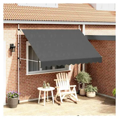 Produktbild von Manuelle Markise Anthrazit 300x120cm - UV-beständig, wasserdicht, für Balkon und Garten
