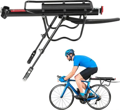 Image de Porte-bagages en aluminium pour VTT, avec catadioptre – réglable pour les vélos de 24 à 29 pouces, garde-boue inclus, capacité de charge maximale de 50 kg