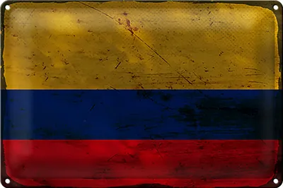 Produktbild von Blechschild Flagge Kolumbien 18x12cm Flag Colombia Rost