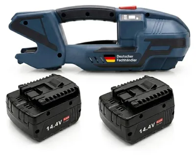 Obrázek produktu pro Akumulátorová páskovací pistole Lastwerk V2 pro pásky PP a PET o šířce 13–16 mm – elektrická ruční páskovací pistole se 2 akumulátory o kapacitě 4000 mAh, napínací silou 3200 N, poloautomatický balicí stroj