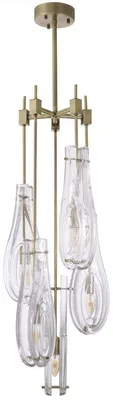 Produktbild von Casa Padrino Luxus Kronleuchter Messingfarben Ø 37 x H. 95,5 cm - Moderner Metall Kronleuchter mit Glas Lampenschirmen - Luxus Qualität