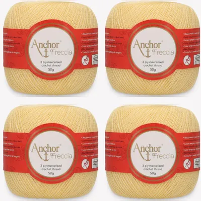 Image de 4 pelotes d'Anchor Freccia 25 – Fil de coton extra-fin pour le crochet en filigrane (couleur 00300)