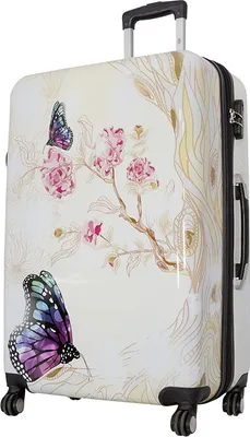 Produktbild von Reisekoffer Schmetterling Creme Großer 115 Li hübsche Motiv Koffer 77 cm Bowatex